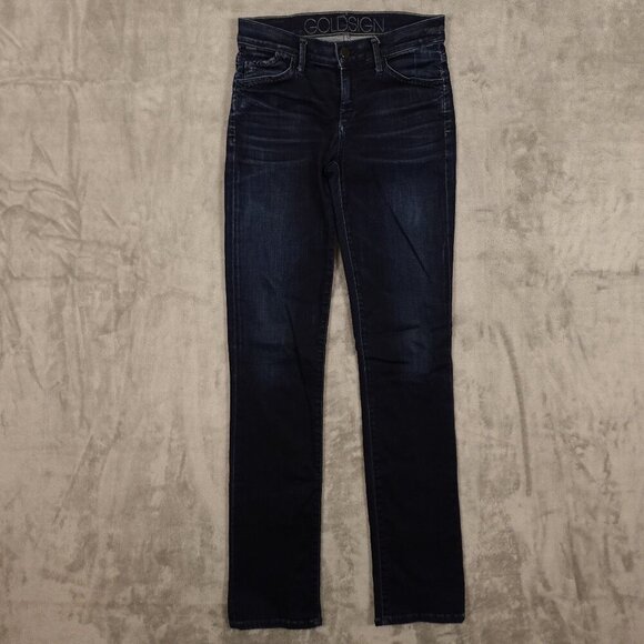 Goldsign jeans mid rise skinny women's 27 dark indigo blue USA made - Picture 1 of 15